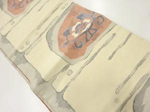 アンティーク　抽象花模様織出し全通袋帯（材料）